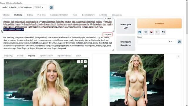 Stable Diffusion: Lora Jennifer Lawrence naked